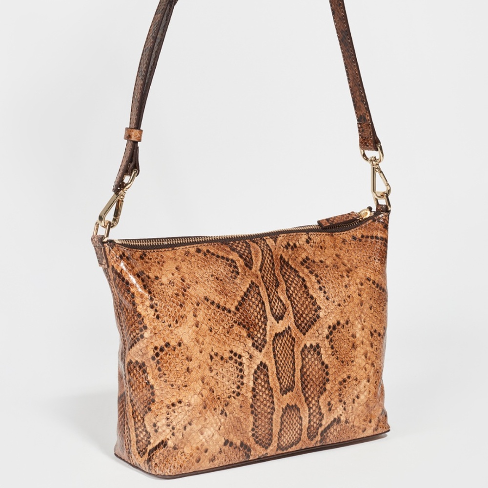 Rejina Pyo Alma Bag, Brown snake-embossed leather